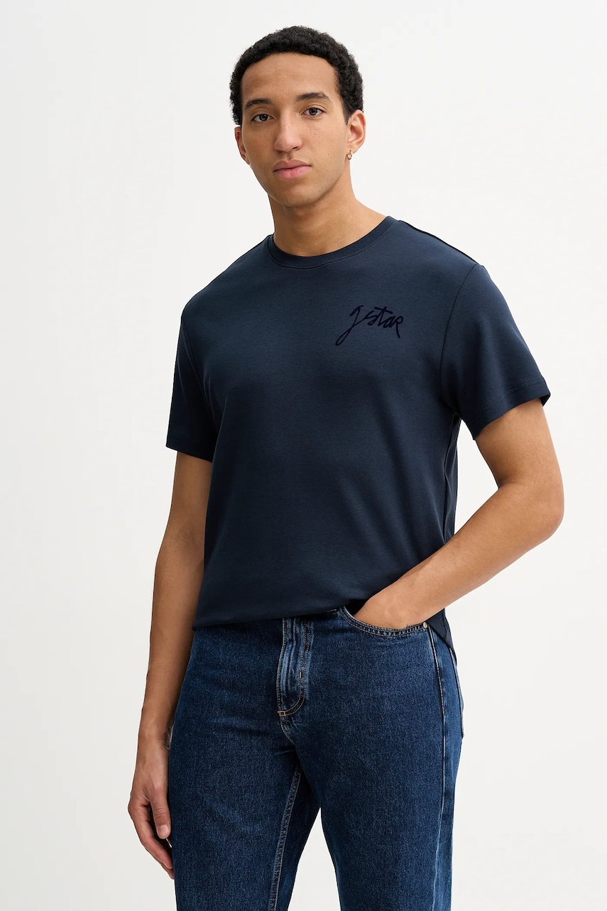 Bavlněné tričko G-Star Script pánské, modrá barva, D26823-D976-7160