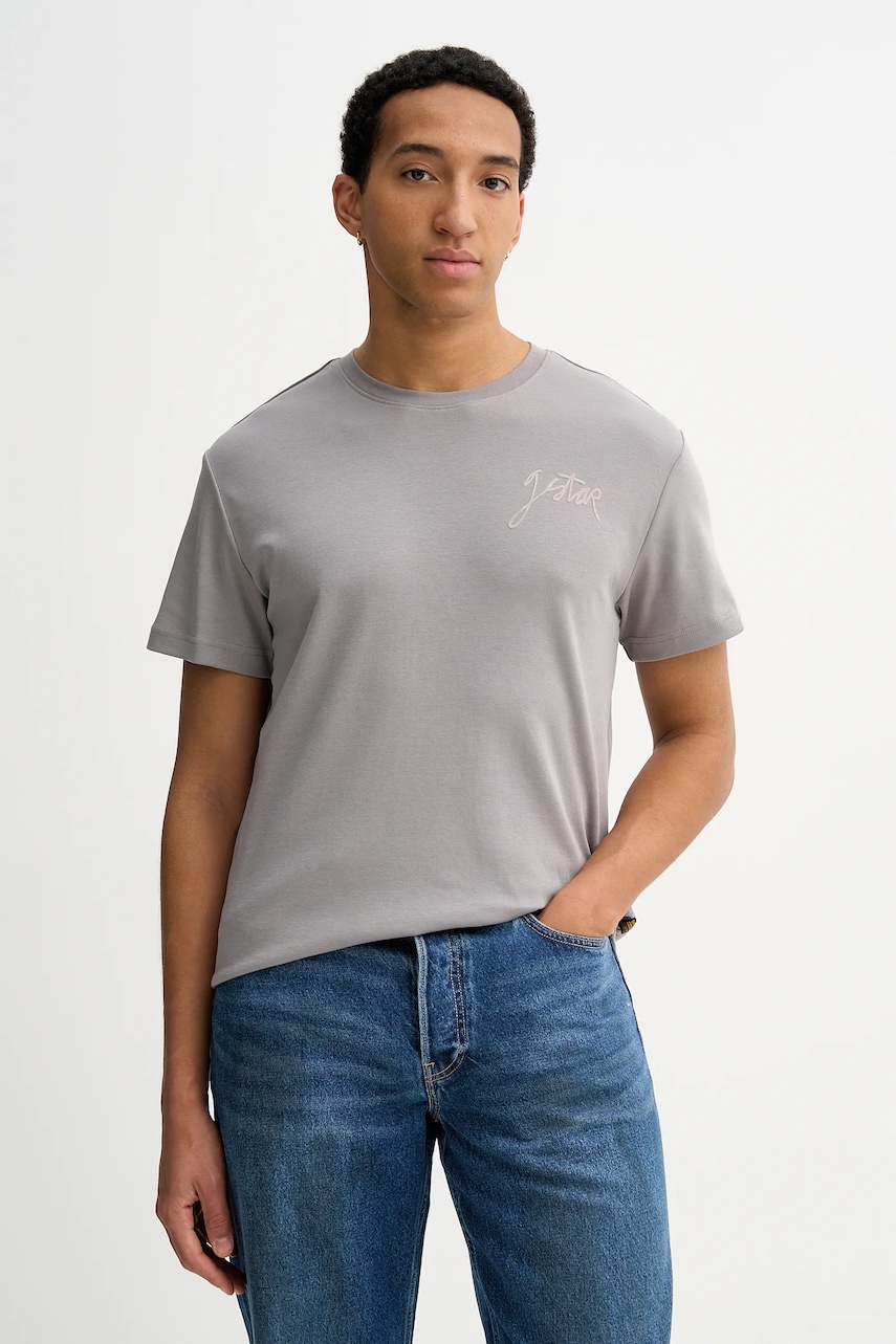 Bavlněné tričko G-Star Script pánské, šedá barva, D26823-D976-G283