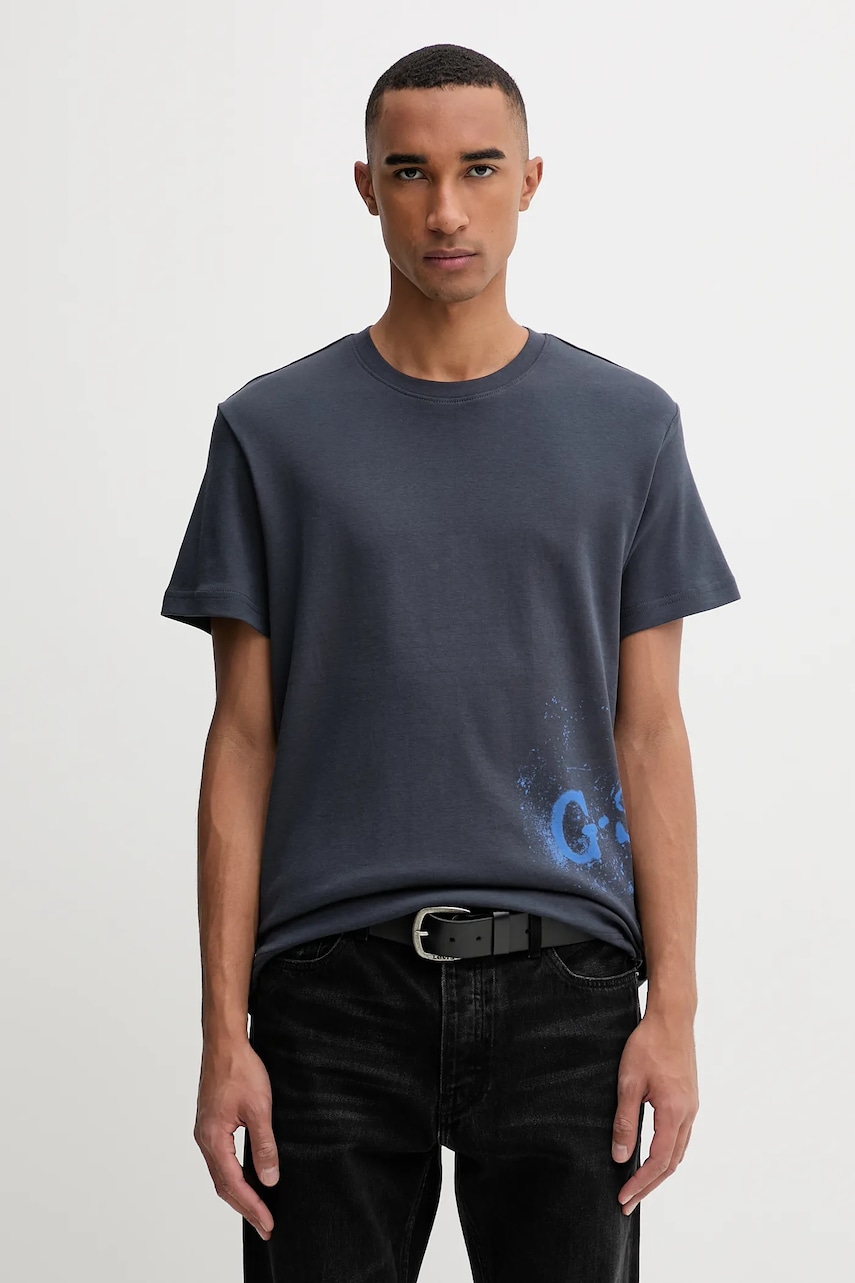 Bavlněné tričko G-Star Sprayed pánské, modrá barva, D26819-D976