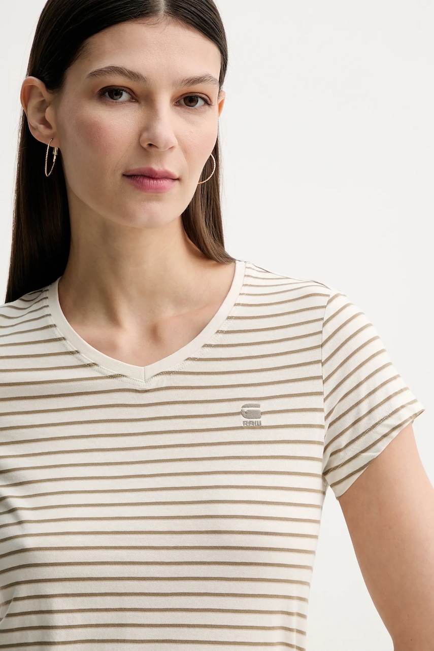 Bavlněné tričko G-Star Stripe eyben slim v t 2.0