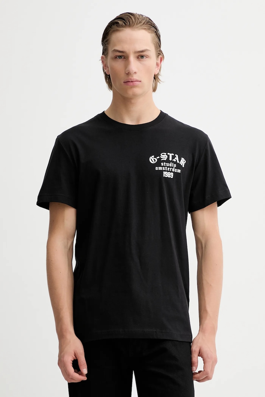 Bavlněné tričko G-Star Studio ams pánské, černá barva, s potiskem, D26862-336