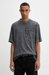 Bavlněné tričko G-Star Washed pocket pánské, šedá barva, D26825-C756