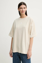 Bavlněné tričko Gestuz dámské, béžová barva, 10910075