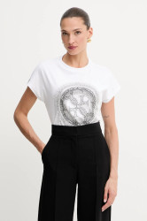 Bavlněné tričko Guess 4G dámské, bílá barva, W5YI14 I3Z14