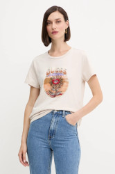 Bavlněné tričko Guess dámské, béžová barva, W5YI32 K9RM1