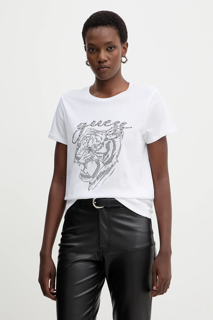 Bavlněné tričko Guess dámské, bílá barva, W5BI32 K9RM1