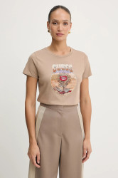 Bavlněné tričko Guess dámské, hnědá barva, W5YI32 K9RM1
