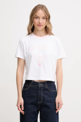 Bavlněné tričko Guess FILANTA dámské, bílá barva, V5GI18 I3Z14