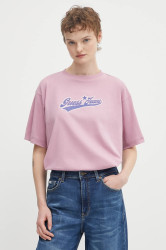 Bavlněné tričko Guess Jeans dámské, fialová barva, W5BI31 K8HM0
