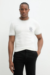 Bavlněné tričko Guess Jeans pánské, béžová barva, s potiskem, M5GI57 KCTX1