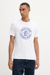 Bavlněné tričko Guess Jeans pánské, bílá barva, s potiskem, M5YI29 K8HM0