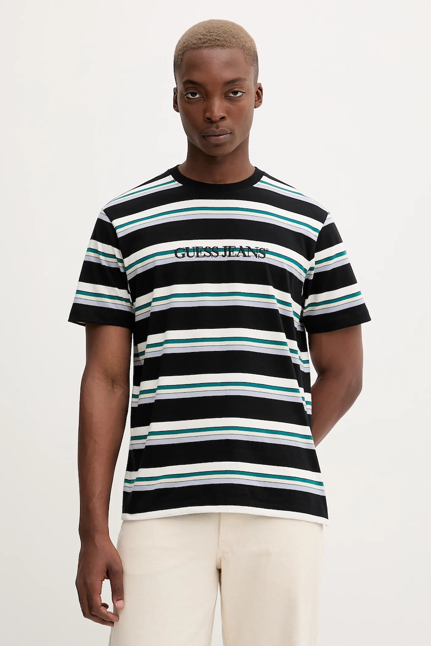 Bavlněné tričko Guess Jeans pánské, černá barva, M5BI40 K9XF1