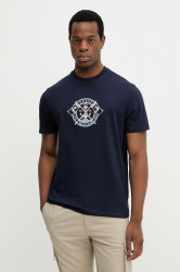 Bavlněné tričko Guess MARINA pánské, tmavomodrá barva, s aplikací, M5YI62 K8FQ4
