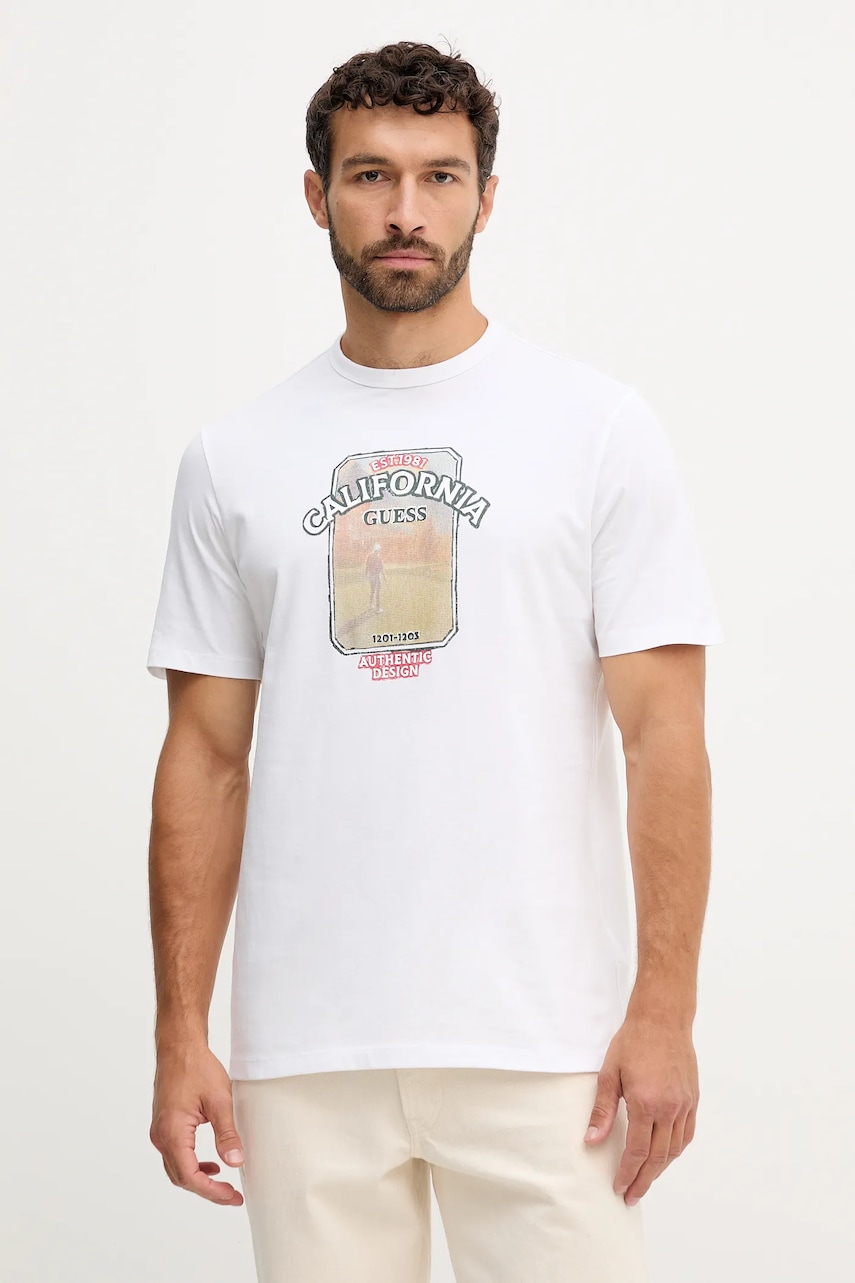 Bavlněné tričko Guess PANORAMA