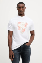 Bavlněné tričko Guess pánské, bílá barva, s aplikací, M5YI21 K8FQ4