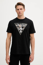 Bavlněné tričko Guess pánské, černá barva, s potiskem, M5YI15 I3Z14