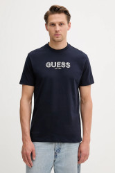 Bavlněné tričko Guess pánské, tmavomodrá barva, s aplikací, M5YI41 KBW41