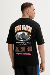 Bavlněné tričko Hugo Blue Nartupix pánské, černá barva, s potiskem, 50549152