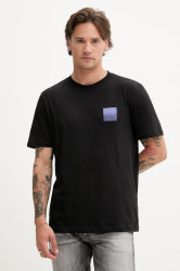 Bavlněné tričko HUGO Dapusi pánské, černá barva, s potiskem, 50544458