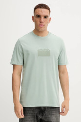 Bavlněné tričko HUGO Delastio pánské, zelená barva, s potiskem, 50546867