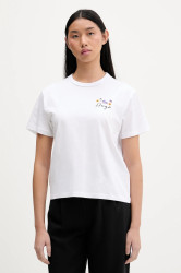 Bavlněné tričko HUGO Destrel_4 dámské, bílá barva, 50555813