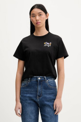 Bavlněné tričko HUGO Destrel_4 dámské, černá barva, 50555813