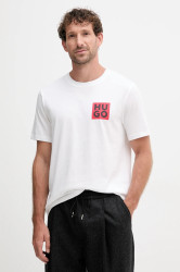 Bavlněné tričko HUGO Detzington černá barva, s potiskem