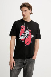 Bavlněné tričko HUGO Diboxer pánské, černá barva, s potiskem, 50542560
