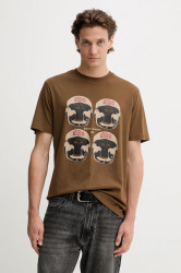 Bavlněné tričko HUGO Diboxer pánské, hnědá barva, s potiskem, 50542560
