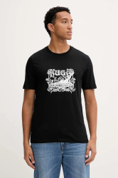 Bavlněné tričko HUGO Diwom pánské, černá barva, s potiskem, 50548565
