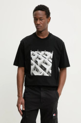Bavlněné tričko HUGO Dodger pánské, černá barva, s potiskem, 50553330