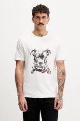 Bavlněné tričko HUGO Dubrox pánské, bílá barva, 50553779