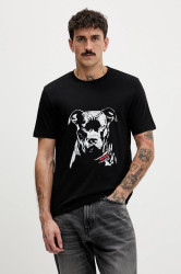 Bavlněné tričko HUGO Dubrox pánské, černá barva, 50553779