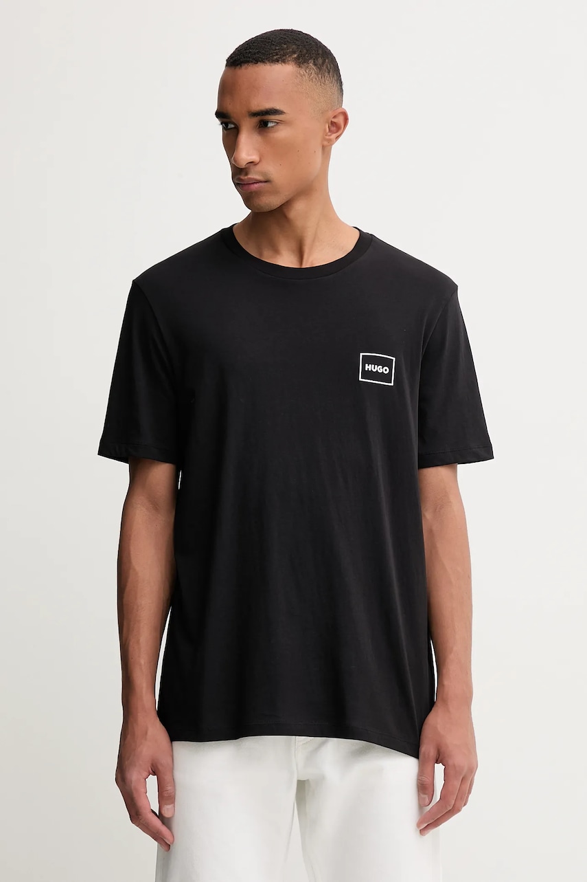 Bavlněné tričko HUGO Dugopak 2-pack pánské, černá barva, 50548566
