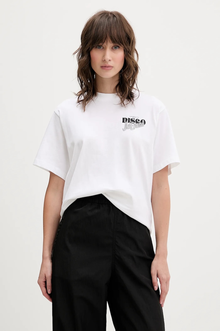 Bavlněné tričko HUGO Vintage Tee_18 dámské, béžová barva, 50550148