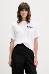 Bavlněné tričko HUGO Vintage Tee_18 dámské, béžová barva, 50550148