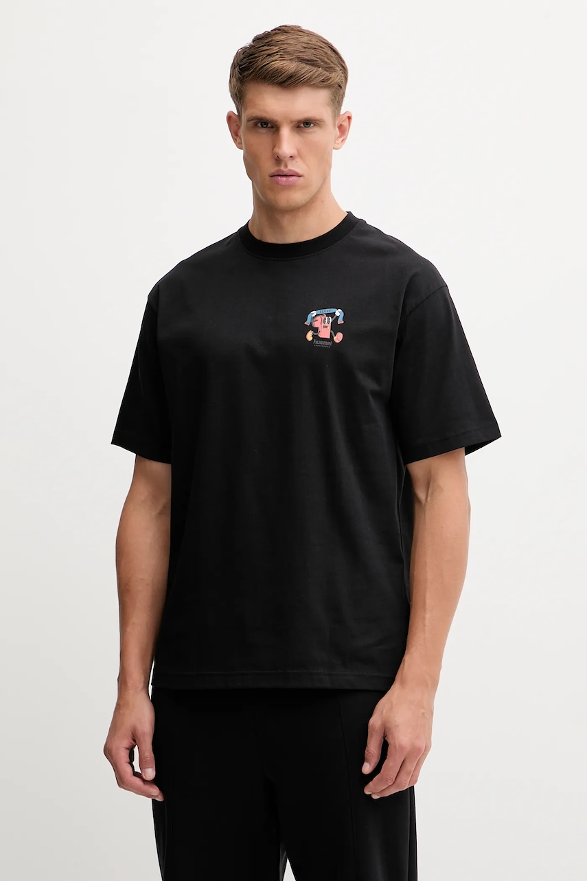 Bavlněné tričko Hummel pánské, černá barva, s potiskem, 230025