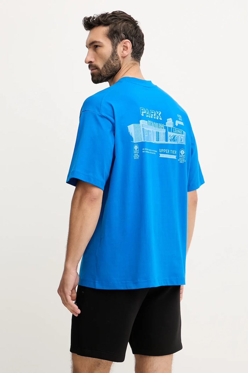 Bavlněné tričko Hummel pánské, modrá barva, s potiskem, 227549