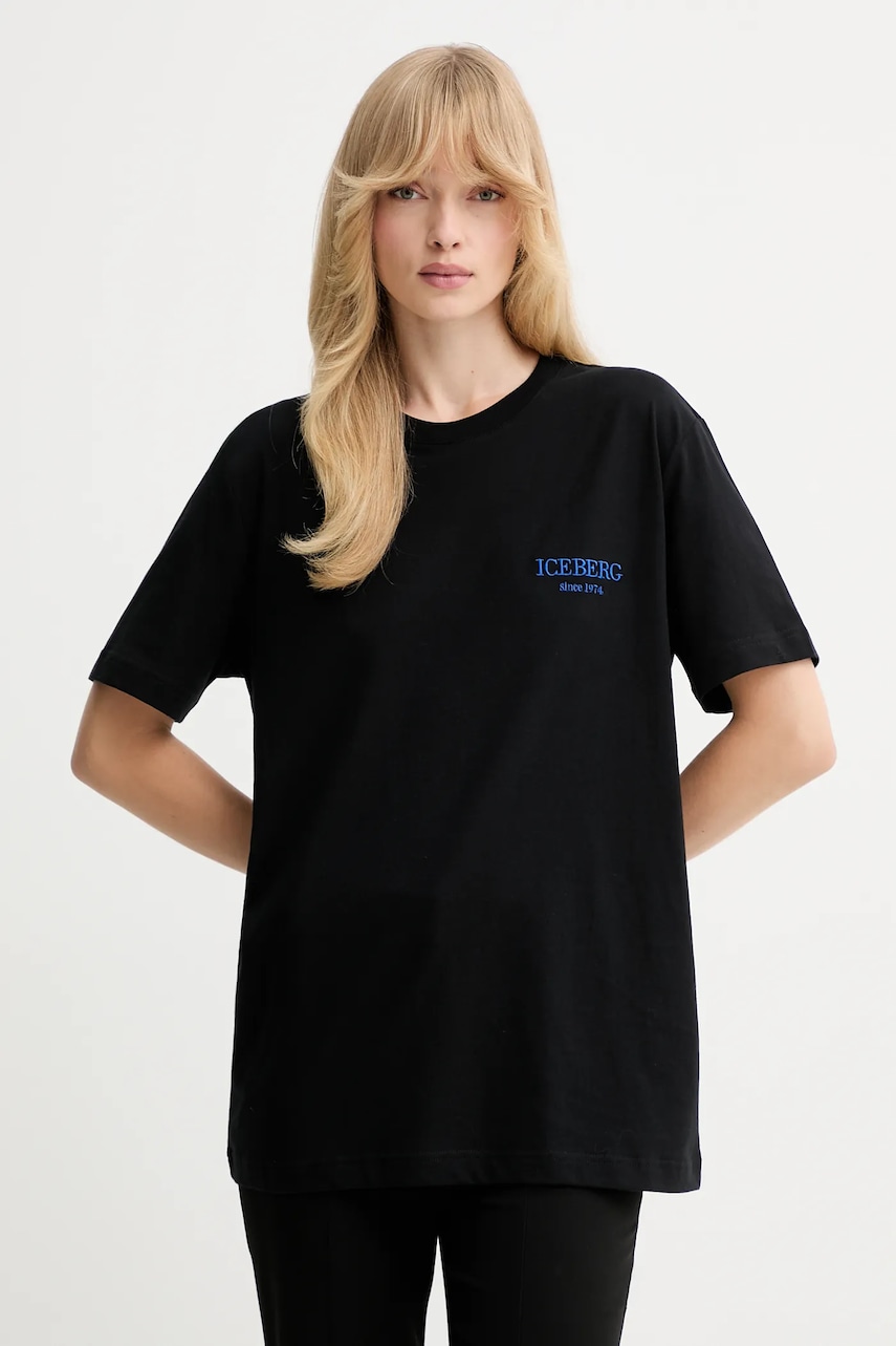 Bavlněné tričko Iceberg dámské, černá barva