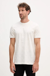 Bavlněné tričko Joop! pánské, béžová barva, s aplikací, 30046985