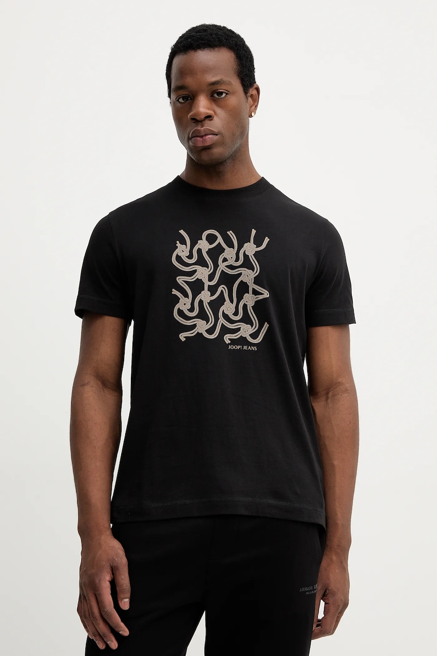 Bavlněné tričko Joop! pánské, černá barva, s potiskem, 30047002
