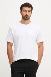 Bavlněné tričko Just Cavalli pánské, bílá barva, s potiskem, 79OAHT11 CJ500