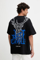 Bavlněné tričko Just Cavalli pánské, černá barva, 79OAHE14 CJ118