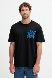 Bavlněné tričko Just Cavalli pánské, černá barva, s potiskem, 79OAHE13 CJ110