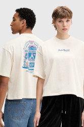 Bavlněné tričko Kaotiko béžová barva, s potiskem, AR028-01S-M002