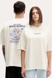 Bavlněné tričko Kaotiko béžová barva, s potiskem, AR050-01S-G002