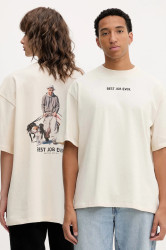 Bavlněné tričko Kaotiko béžová barva, s potiskem, AR055-01S-G002