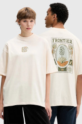 Bavlněné tričko Kaotiko béžová barva, s potiskem, AR059-01S-G002