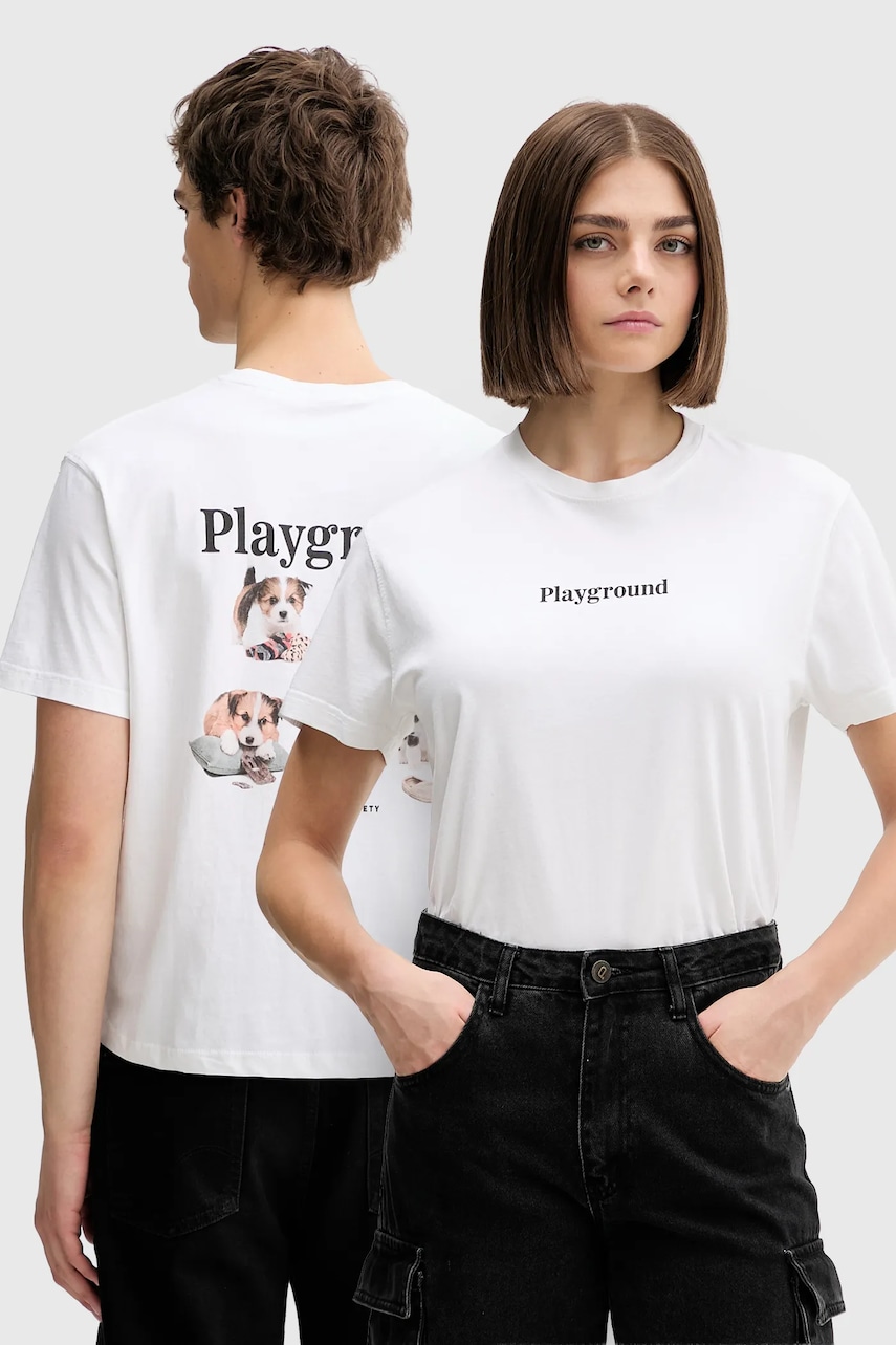 Bavlněné tričko Kaotiko bílá barva, s potiskem, AR009-01-M002