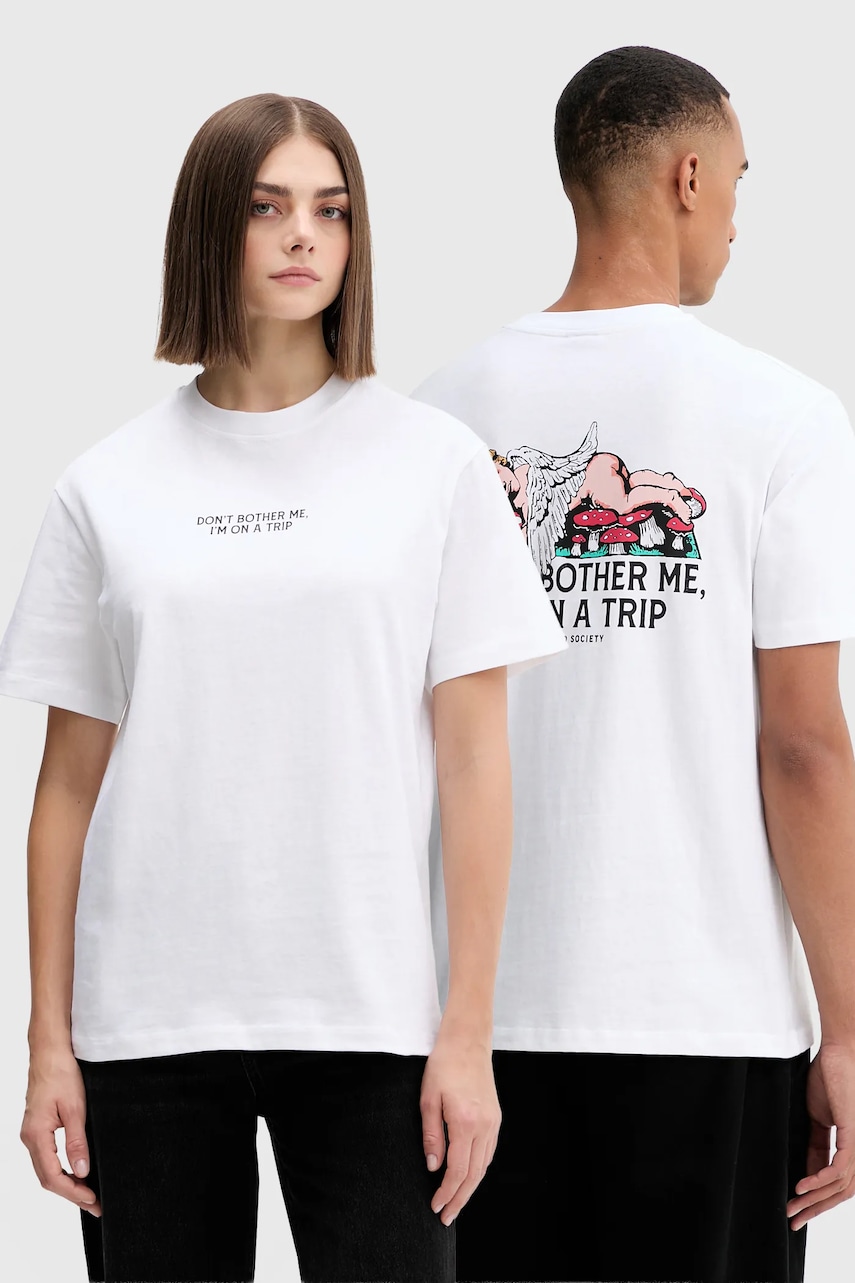 Bavlněné tričko Kaotiko bílá barva, s potiskem, AR011-01S-G002